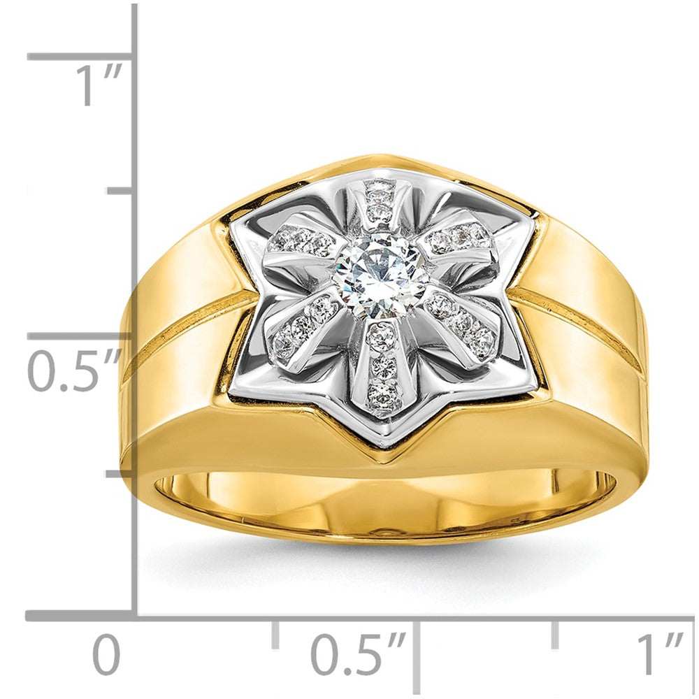 14k Two-tone IBGoodman Men's Polished & Grooved Star Ring Mounting