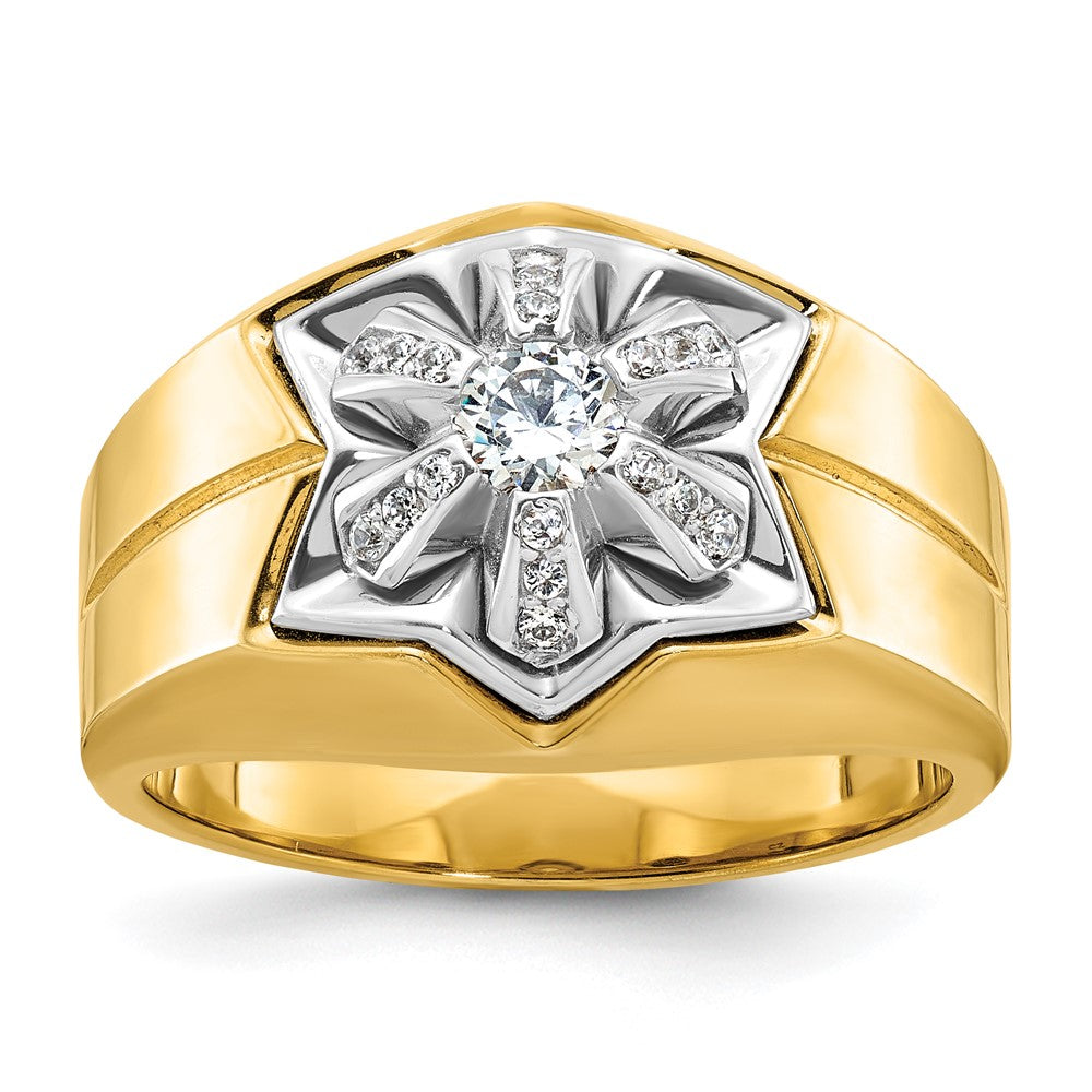 14k Two-tone IBGoodman Men's Polished & Grooved Star Ring Mounting
