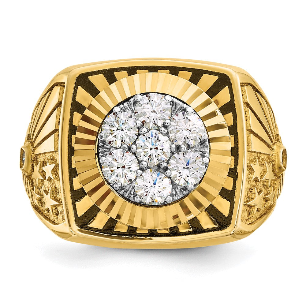 10ktt w/ Blk Enamel IBGoodman Men's D/C Stars & Stripes Dia Cluster Ring