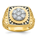 10ktt IBGoodman Men's Textured D/C Stars and Stripes Cluster Ring Mtg