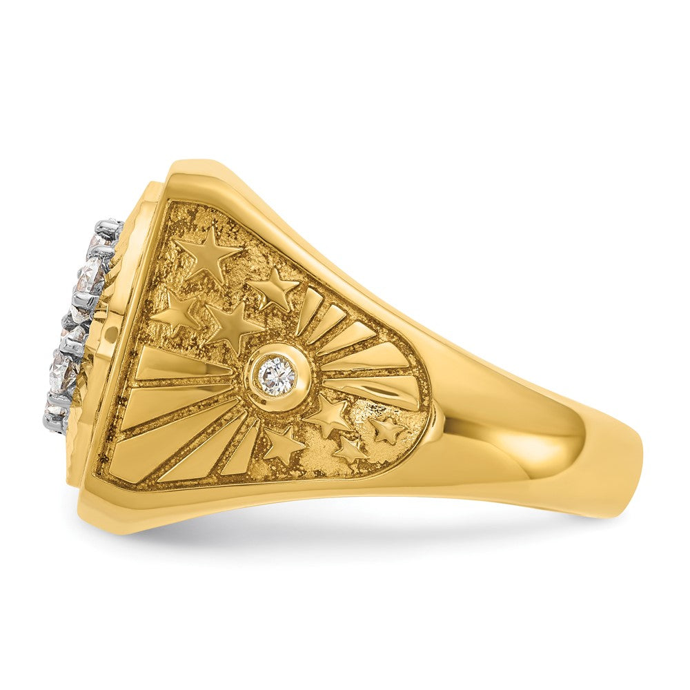 14ktt w/ Blk Enamel IBGoodman Men's D/C Stars & Stripes Dia Cluster Ring