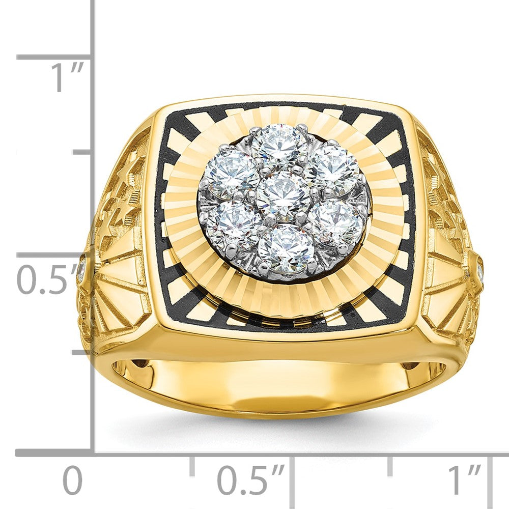 14ktt IBGoodman Men's Textured D/C Stars and Stripes Cluster Ring Mtg