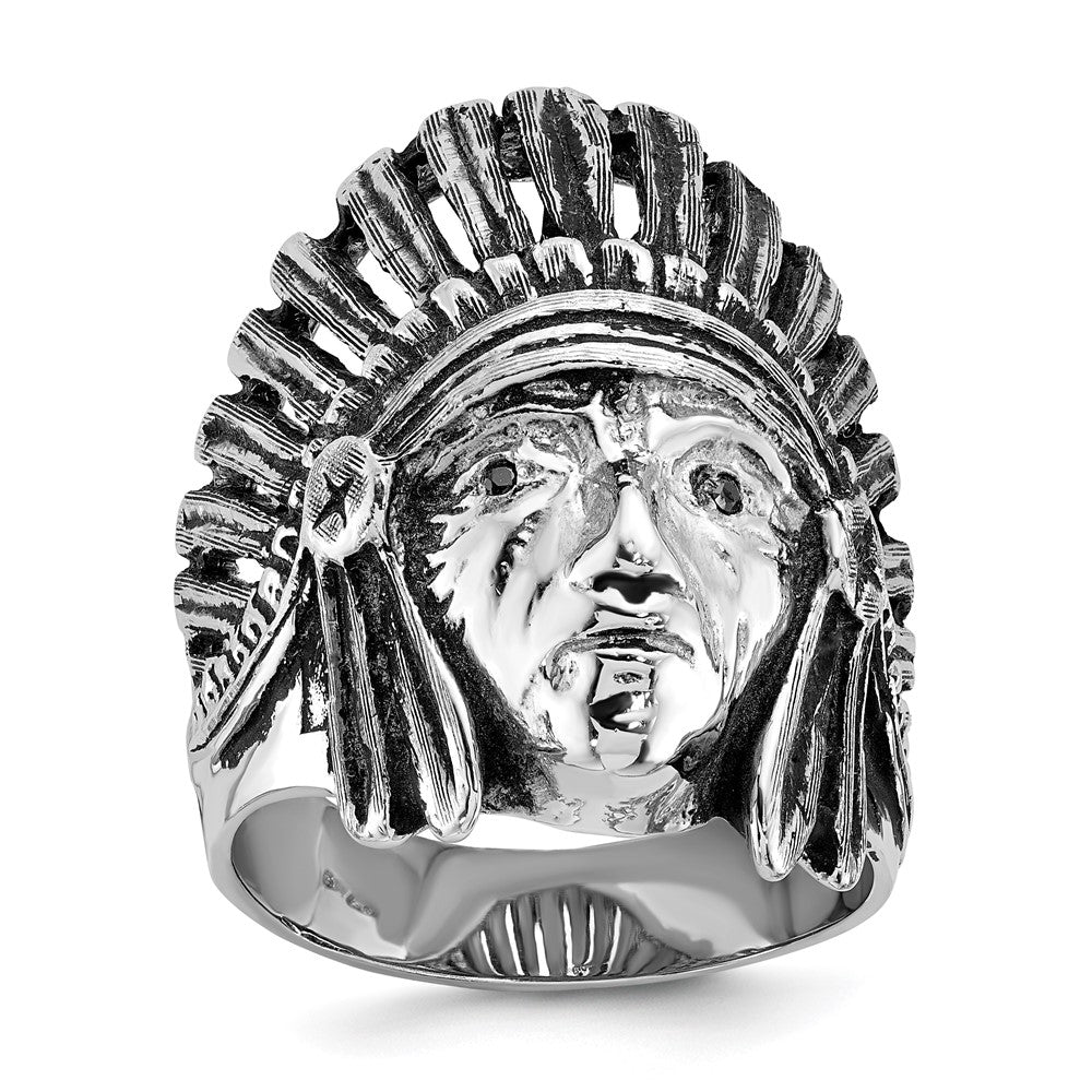 14k White Gold IBGoodman Antiqued Diamond Native Headdress Ring Mounting
