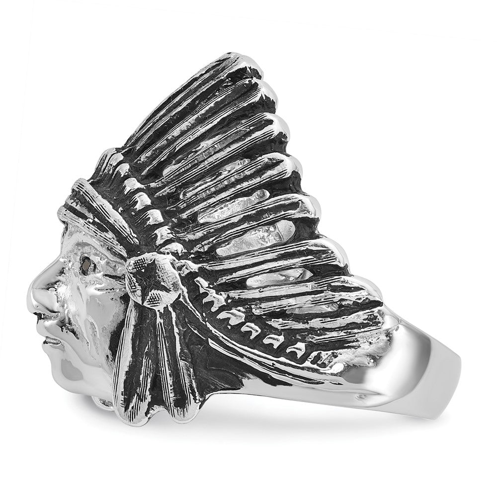 14kw IBGoodman Men's Antiqued Black Diamond Native Headdress Complete Ring
