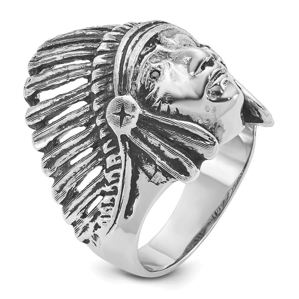 14kw IBGoodman Men's Antiqued Black Diamond Native Headdress Complete Ring