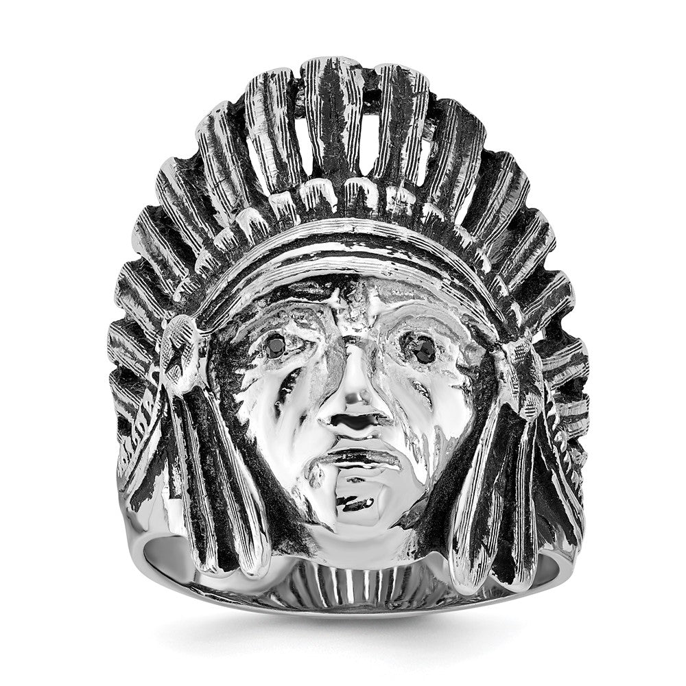 14kw IBGoodman Men's Antiqued Black Diamond Native Headdress Complete Ring