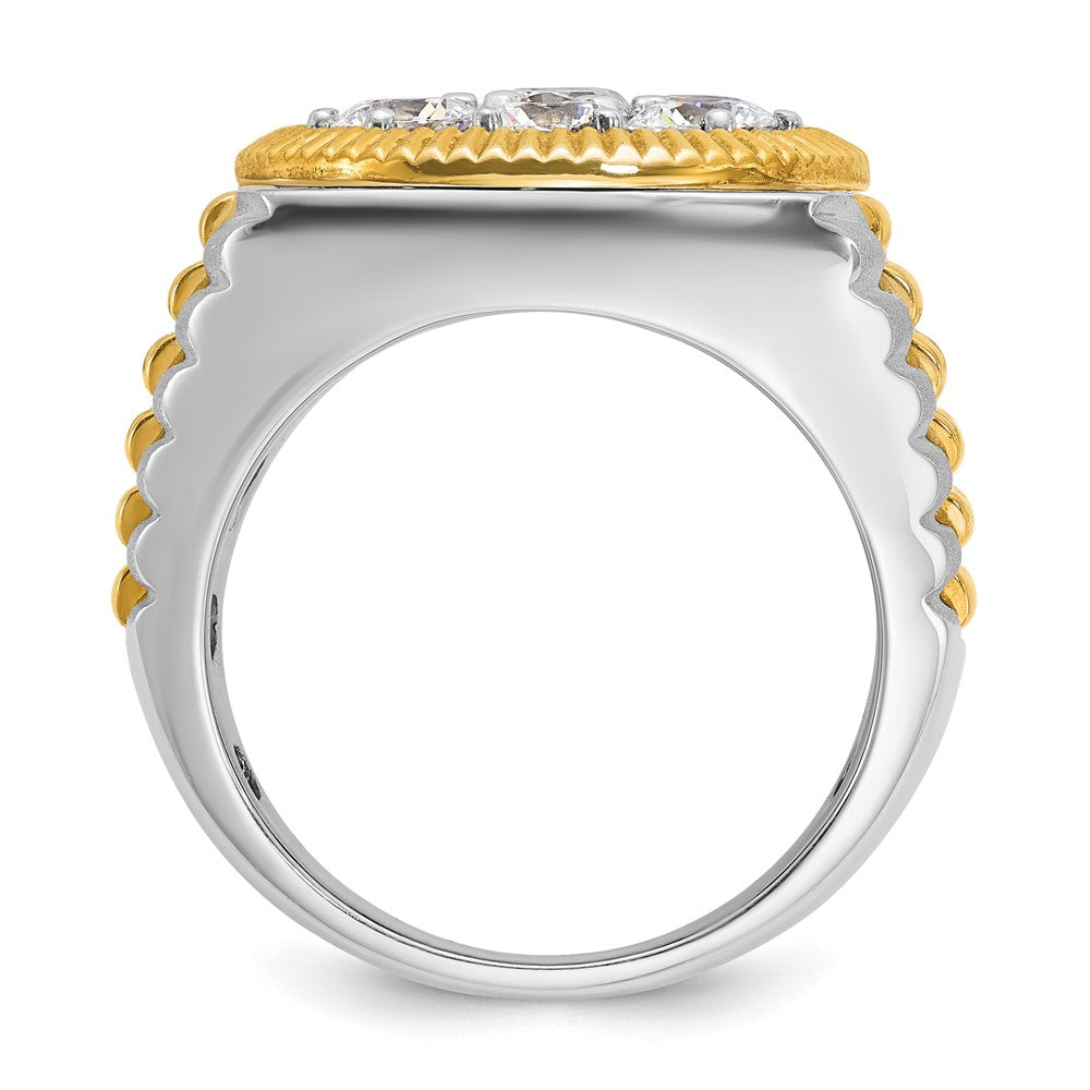 14ktt IBGoodman Men's Polish/Satin/Ribbed Diamond Round Cluster Ring