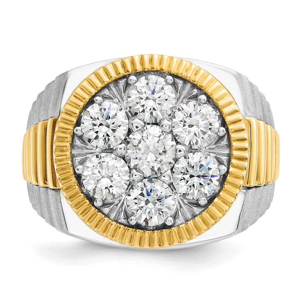 14ktt IBGoodman Men's Polish/Satin/Ribbed Diamond Round Cluster Ring