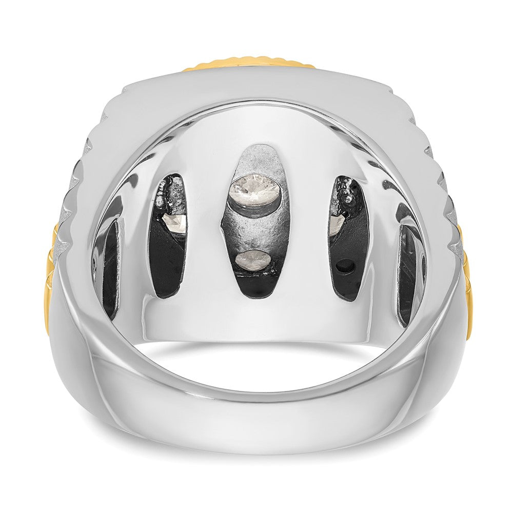 14ktt IBGoodman Men's Polish/Satin/Ribbed Diamond Round Cluster Ring