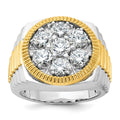14ktt IBGoodman Men's Polish/Satin/Ribbed Diamond Round Cluster Ring