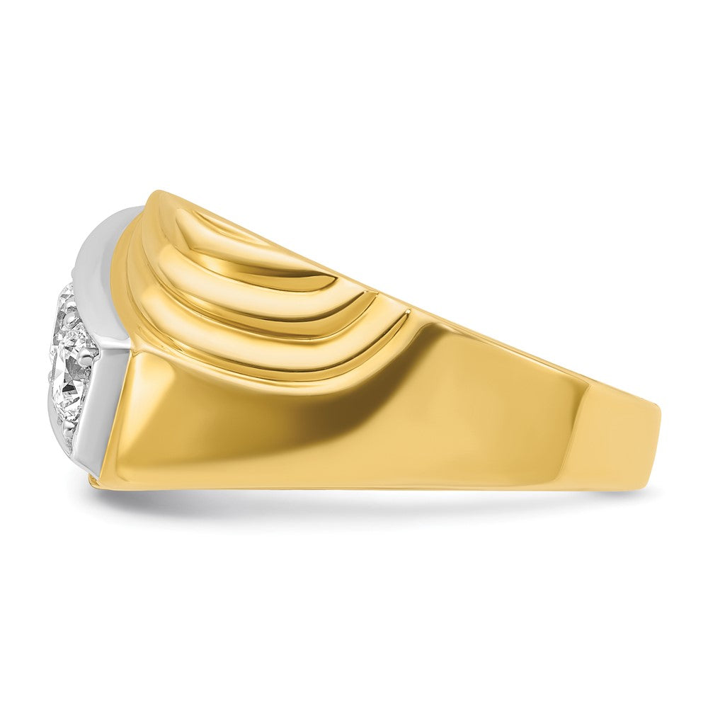 14k IBGoodman Men's Polished and Grooved 3-Stone Ring Mounting