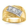 14k w/ White RH IBGoodman Men's Polished & Grooved Diamond Ring