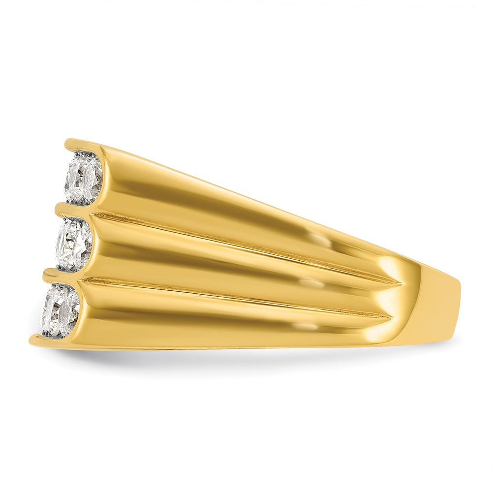 14k IBGoodman Men's Polished and Grooved 3-Row Ring Mounting