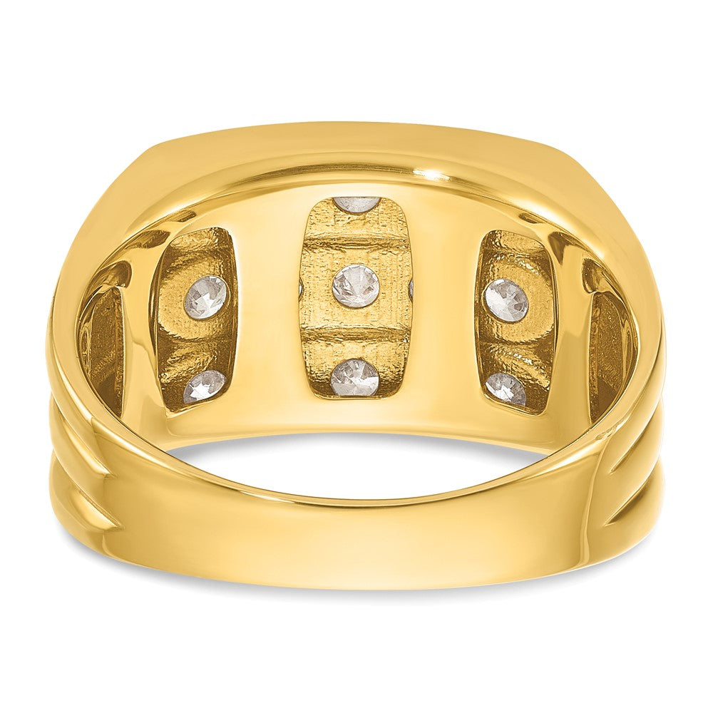 14k IBGoodman Men's Polished and Grooved 3-Row Ring Mounting