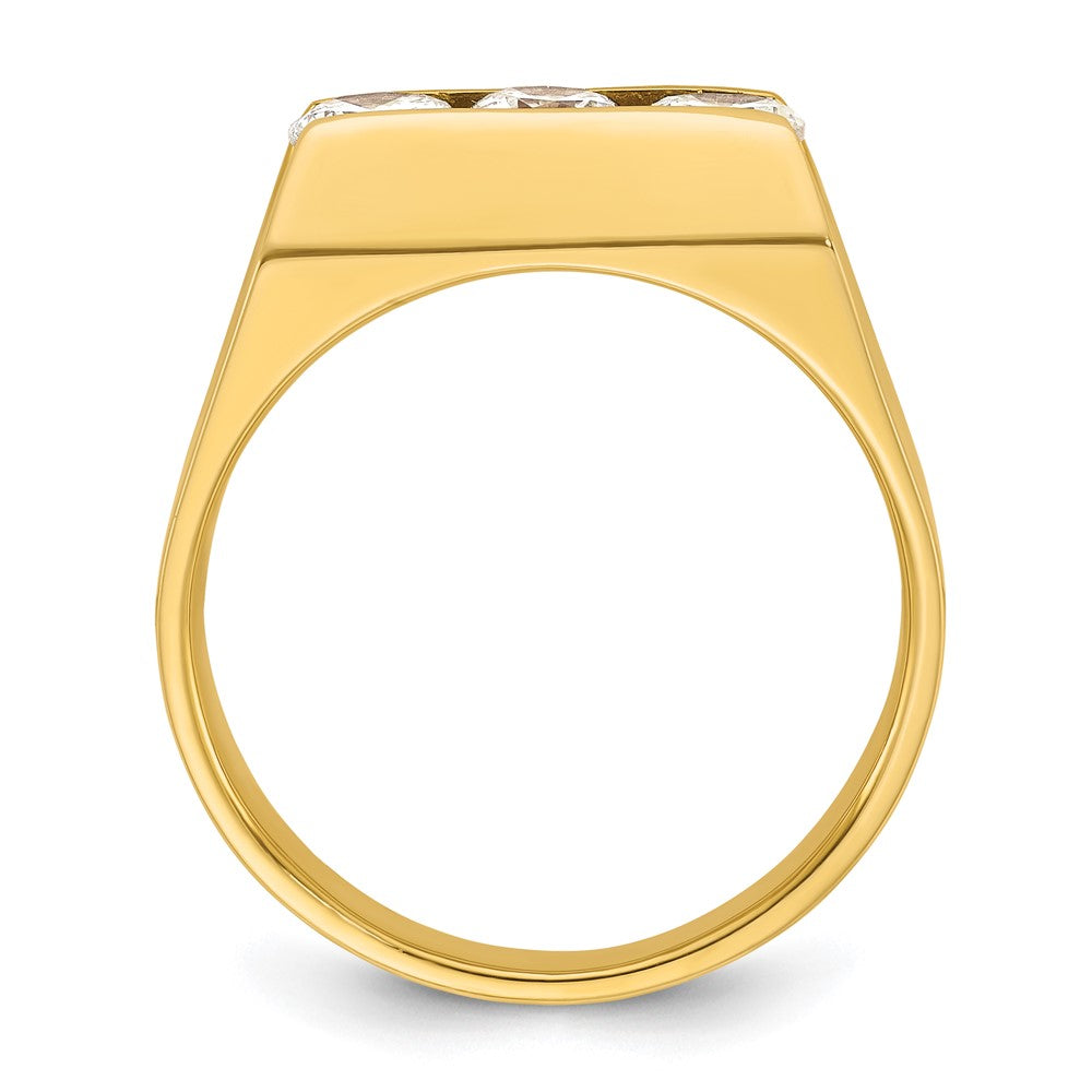 14k IBGoodman Men's Polished 3-Stone Diamond Ring
