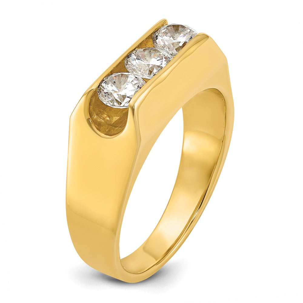14k IBGoodman Men's Polished 3-Stone Diamond Ring