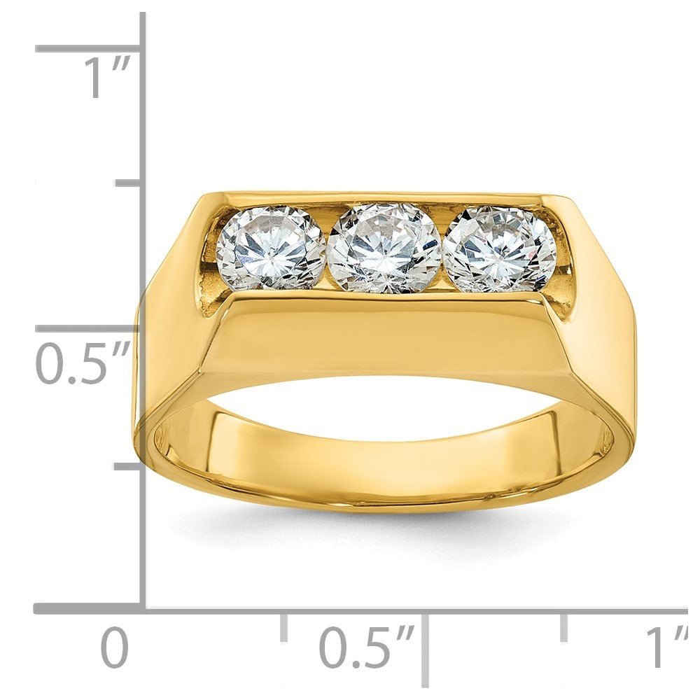 14k IBGoodman Men's Polished 3-Stone Ring Mounting
