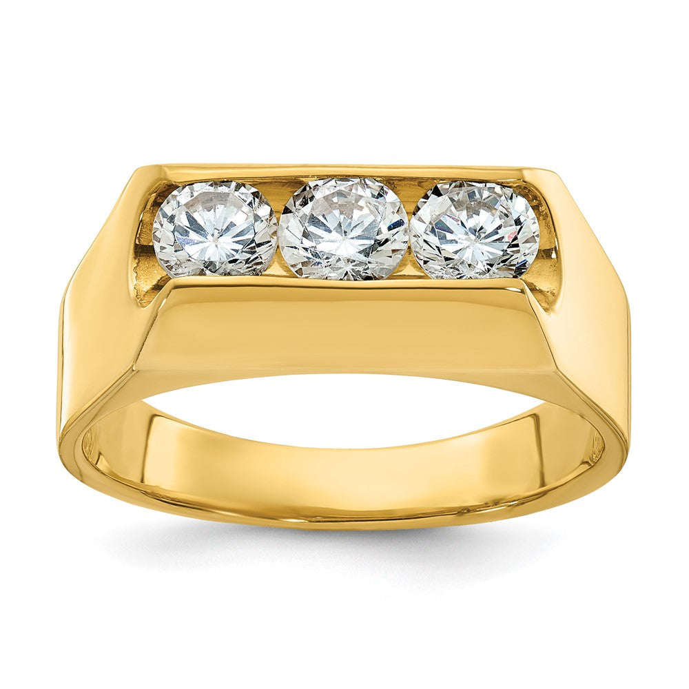 14k IBGoodman Men's Polished 3-Stone Diamond Ring