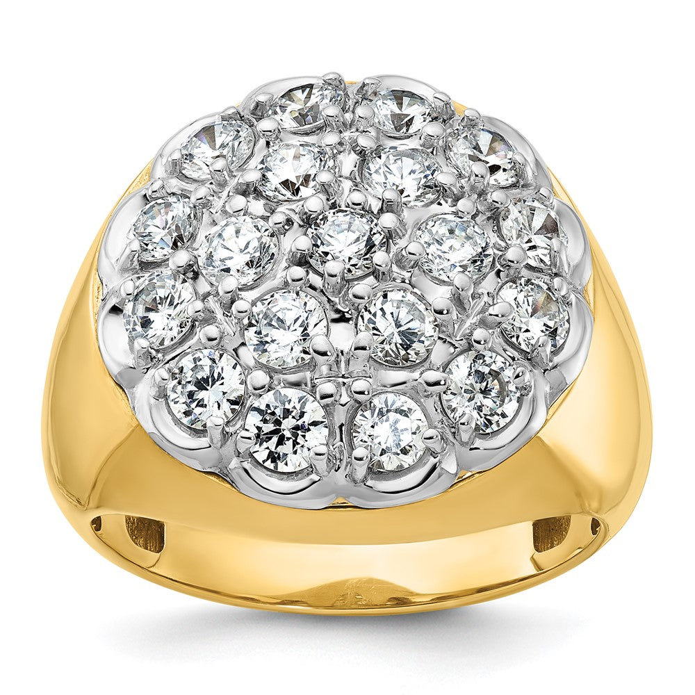 14k Two-tone IBGoodman Men's Polished Diamond Round Cluster Ring