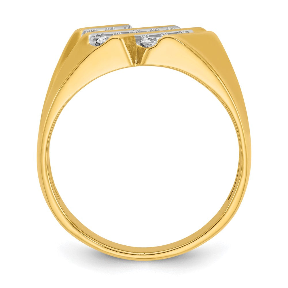 14k IBGoodman Men's Polished & Grooved 3/4ct Diamond Ring