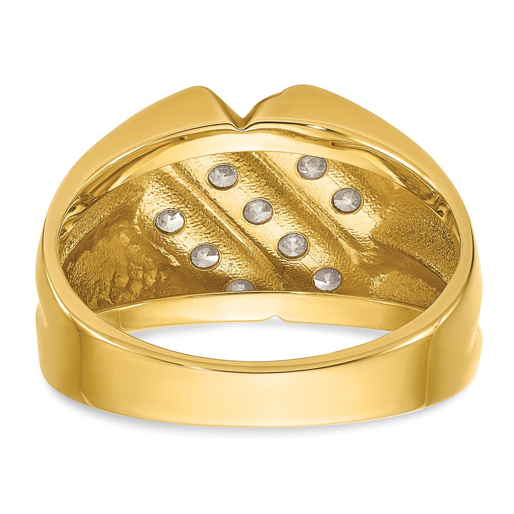 14k IBGoodman Men's Polished & Grooved 3/4ct Diamond Ring