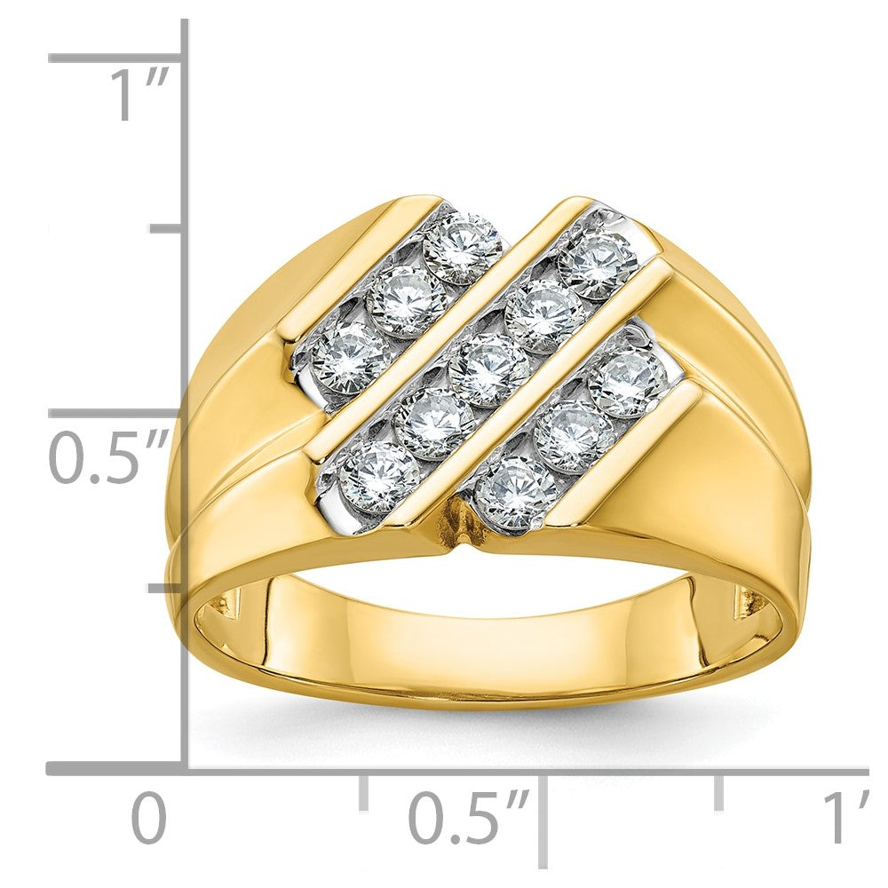 14k IBGoodman Men's Polished & Grooved 3/4ct Diamond Ring