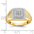 14k IBGoodman Men's Polished Satin & Grooved Square Cluster Ring Mtg