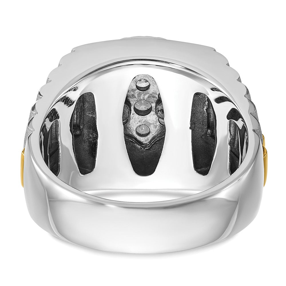 10ktt IBGoodman Men's Polish/Satin/Ribbed Diamond Round Cluster Ring