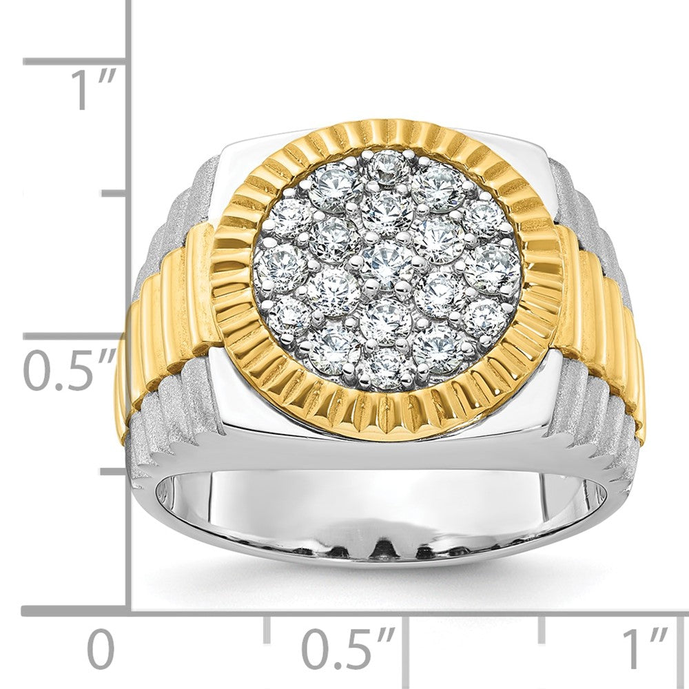 10ktt IBGoodman Men's Polish/Satin/Ribbed Diamond Round Cluster Ring