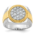 10ktt IBGoodman Men's Polish/Satin/Ribbed Diamond Round Cluster Ring