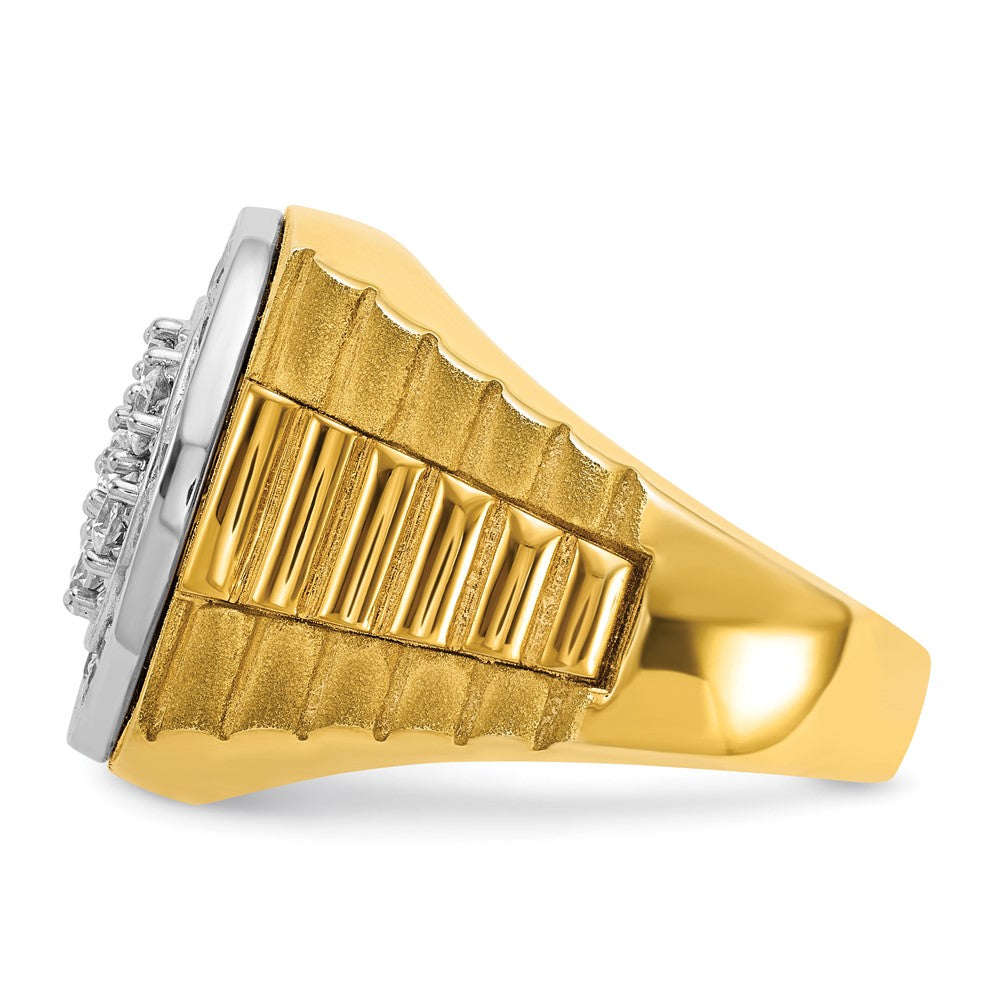 14ktt IBGoodman Men's Polish/Satin/Ribbed Diamond Round Cluster Ring