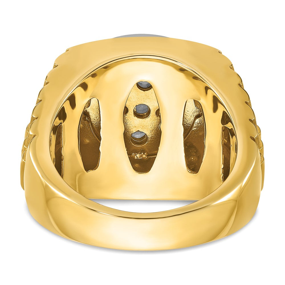 14ktt IBGoodman Men's Polish/Satin/Ribbed Diamond Round Cluster Ring