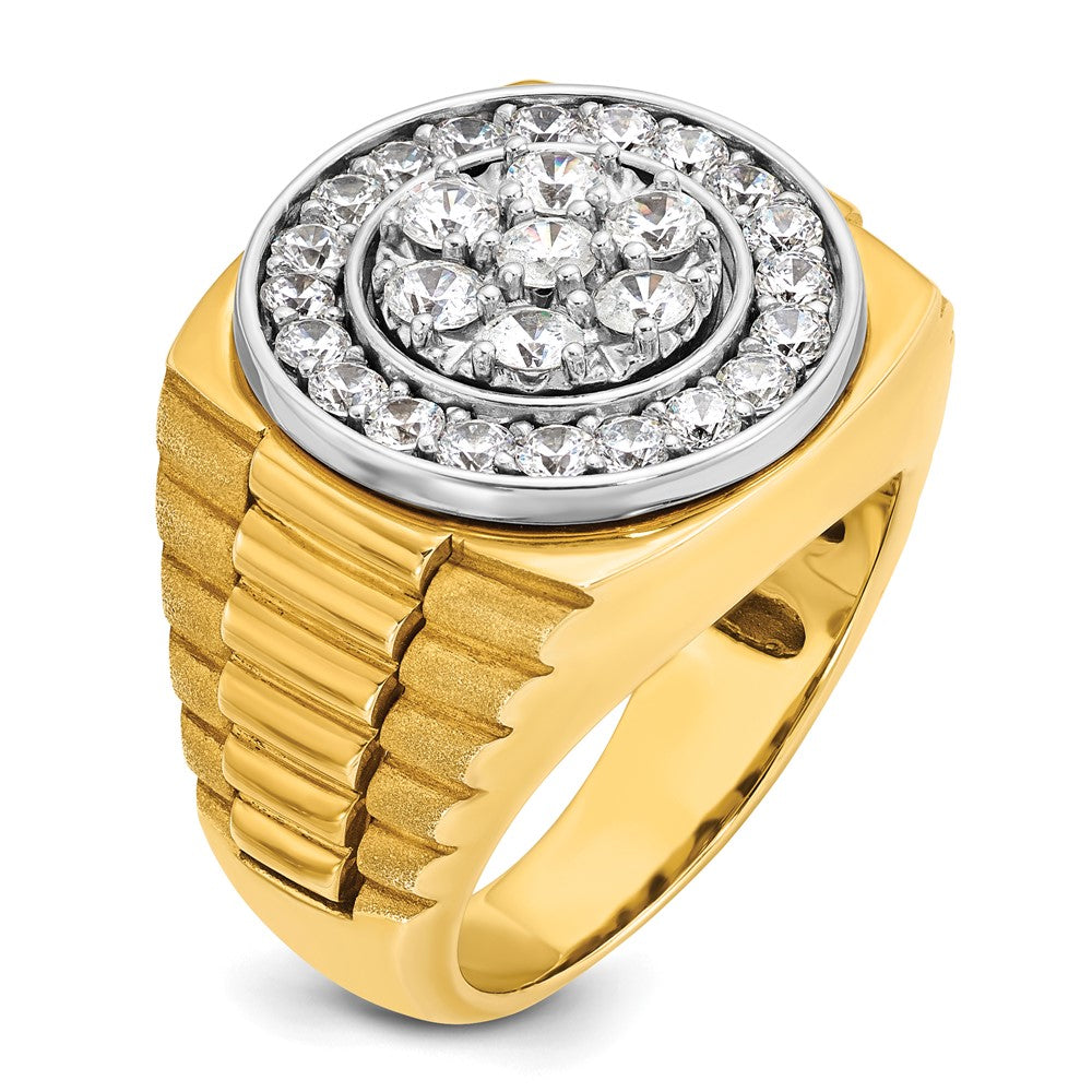 14ktt IBGoodman Men's Polished Satin & Ribbed Round Cluster Ring Mtg