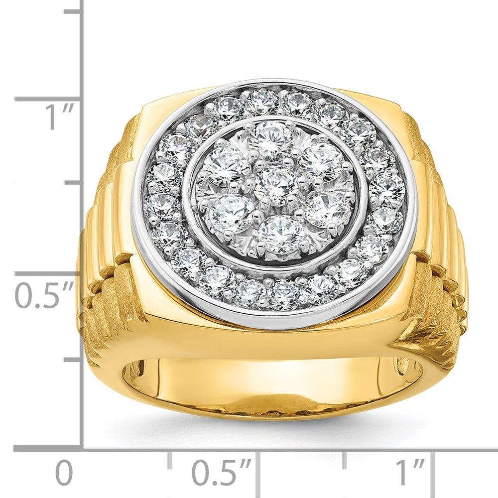 14ktt IBGoodman Men's Polish/Satin/Ribbed Diamond Round Cluster Ring
