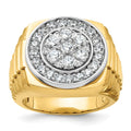 14ktt IBGoodman Men's Polish/Satin/Ribbed Diamond Round Cluster Ring