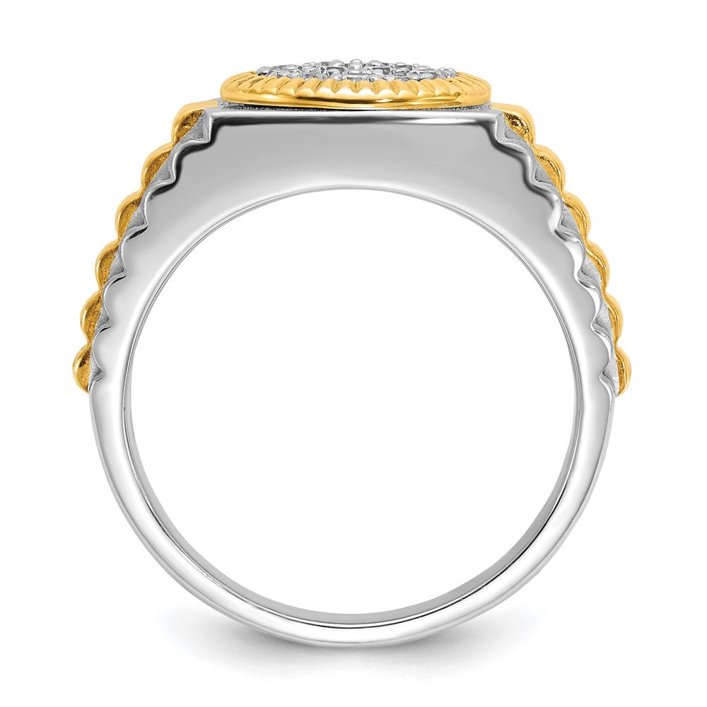 10ktt IBGoodman Men's Polish/Satin/Ribbed Diamond Round Cluster Ring