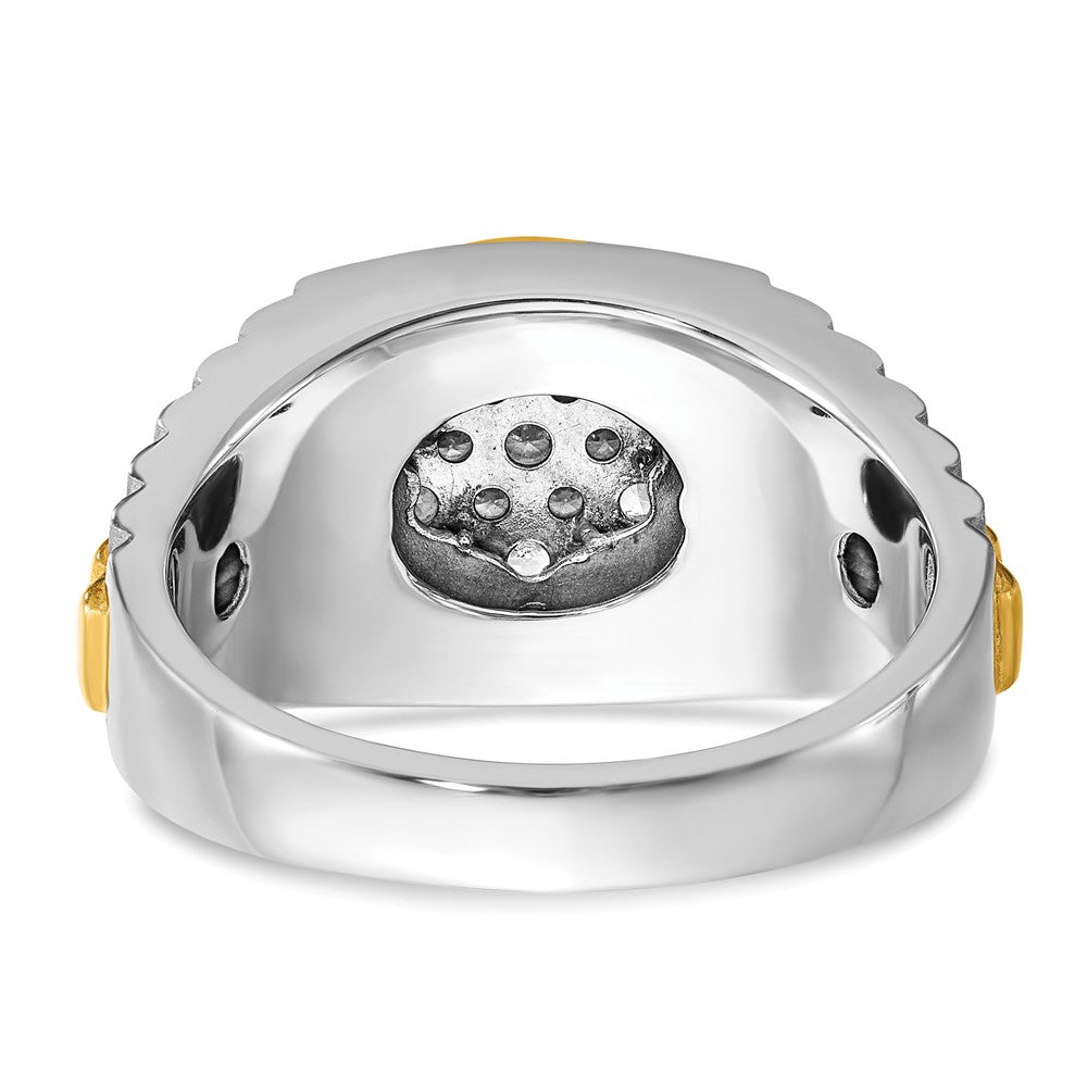 10ktt IBGoodman Men's Polish/Satin/Ribbed Diamond Round Cluster Ring