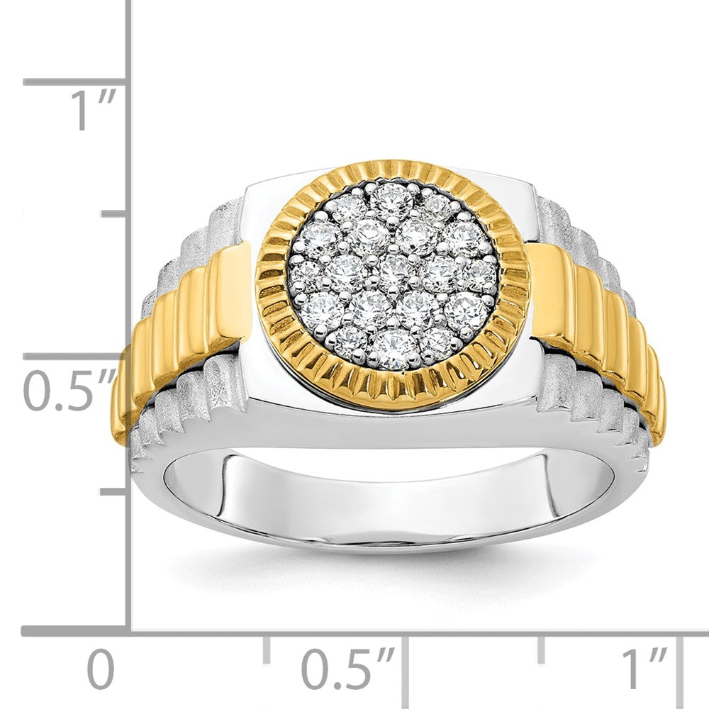 10ktt IBGoodman Men's Polish/Satin/Ribbed Diamond Round Cluster Ring