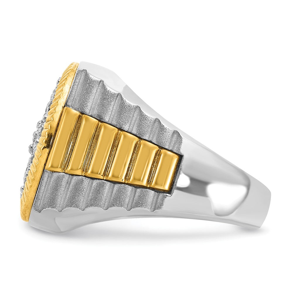 14ktt IBGoodman Men's Polish/Satin/Ribbed Diamond Round Cluster Ring