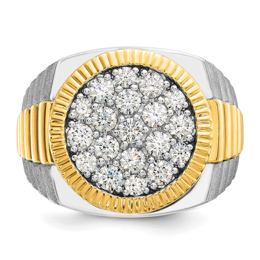 14ktt IBGoodman Men's Polish/Satin/Ribbed Diamond Round Cluster Ring