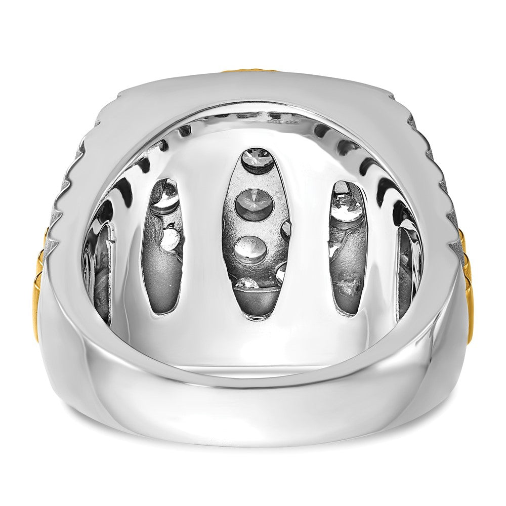 14ktt IBGoodman Men's Polish/Satin/Ribbed Diamond Round Cluster Ring