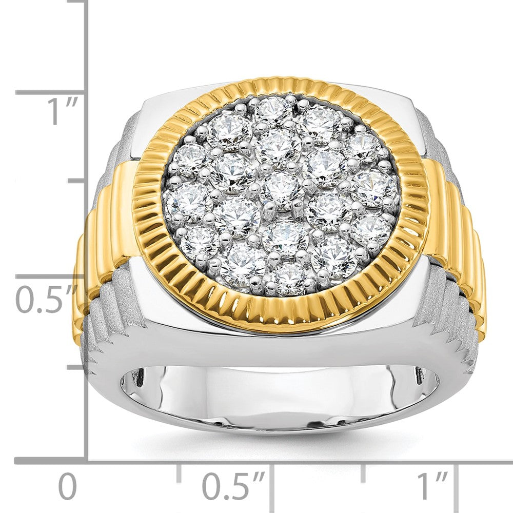 14ktt IBGoodman Men's Polished Satin & Ribbed Round Cluster Ring Mtg