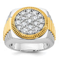 14ktt IBGoodman Men's Polished Satin & Ribbed Round Cluster Ring Mtg