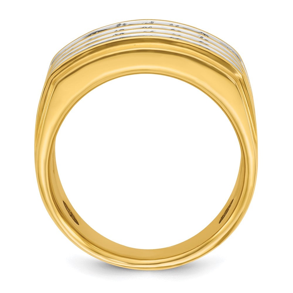 14k with White Rhodium IBGoodman Men's Polished 4-Row Diamond Ring