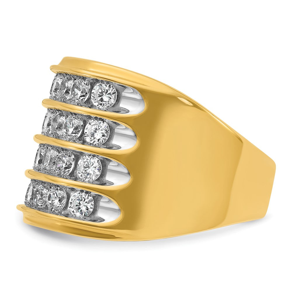 14k with White Rhodium IBGoodman Men's Polished 4-Row Diamond Ring