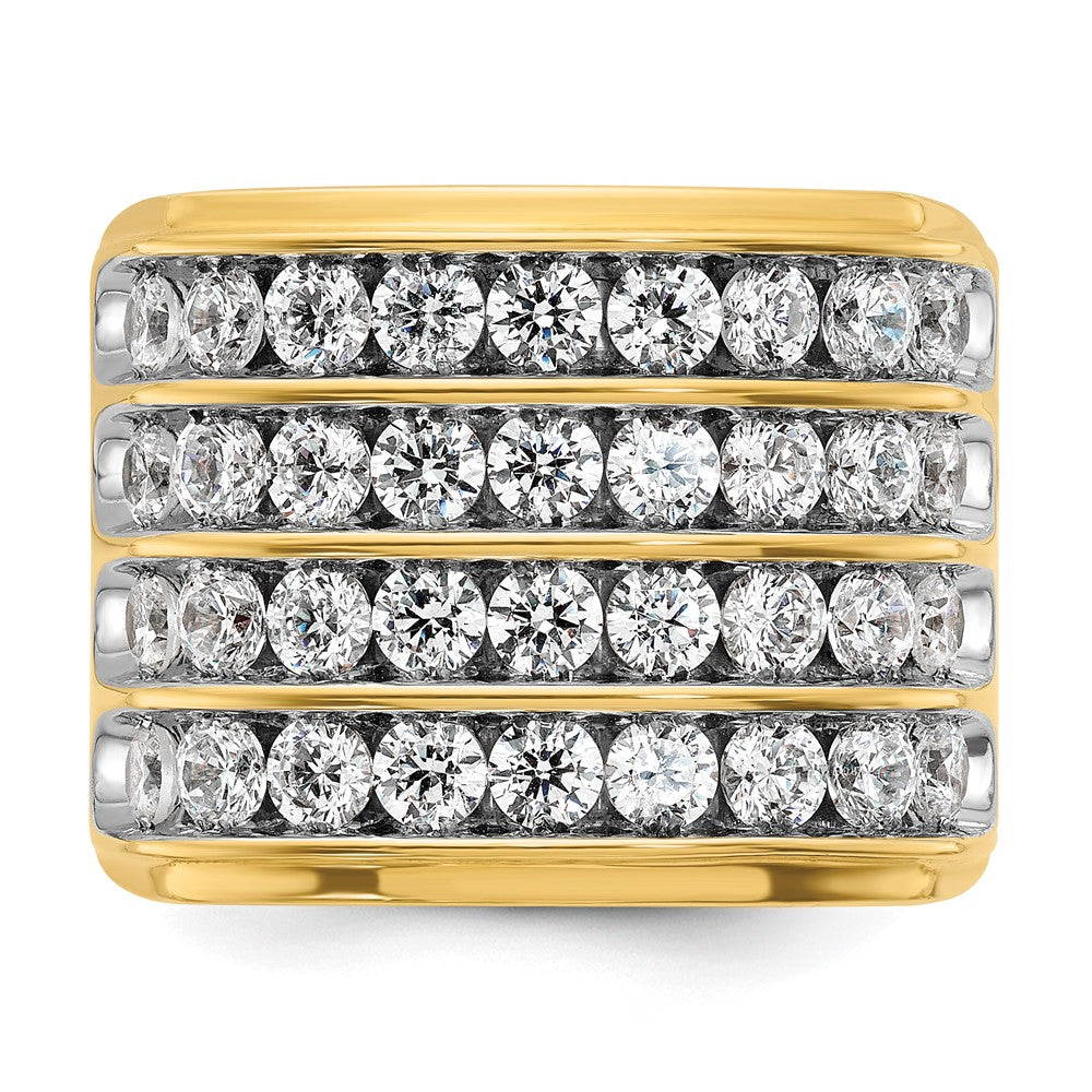 14k with White Rhodium IBGoodman Men's Polished 4-Row Diamond Ring