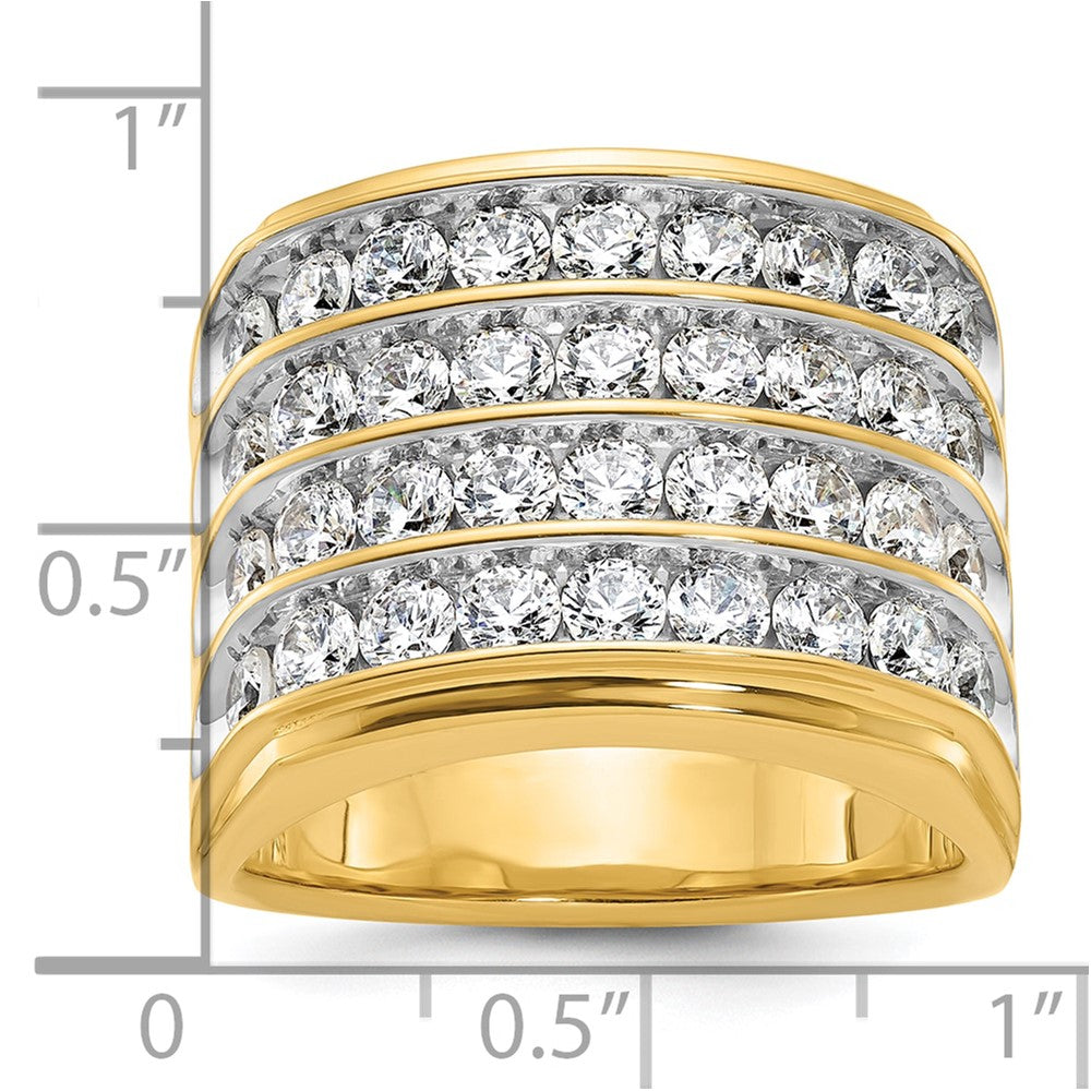 14k with White Rhodium IBGoodman Men's Polished 4-Row Diamond Ring