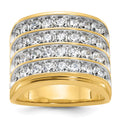 14k with White Rhodium IBGoodman Men's Polished 4-Row Diamond Ring