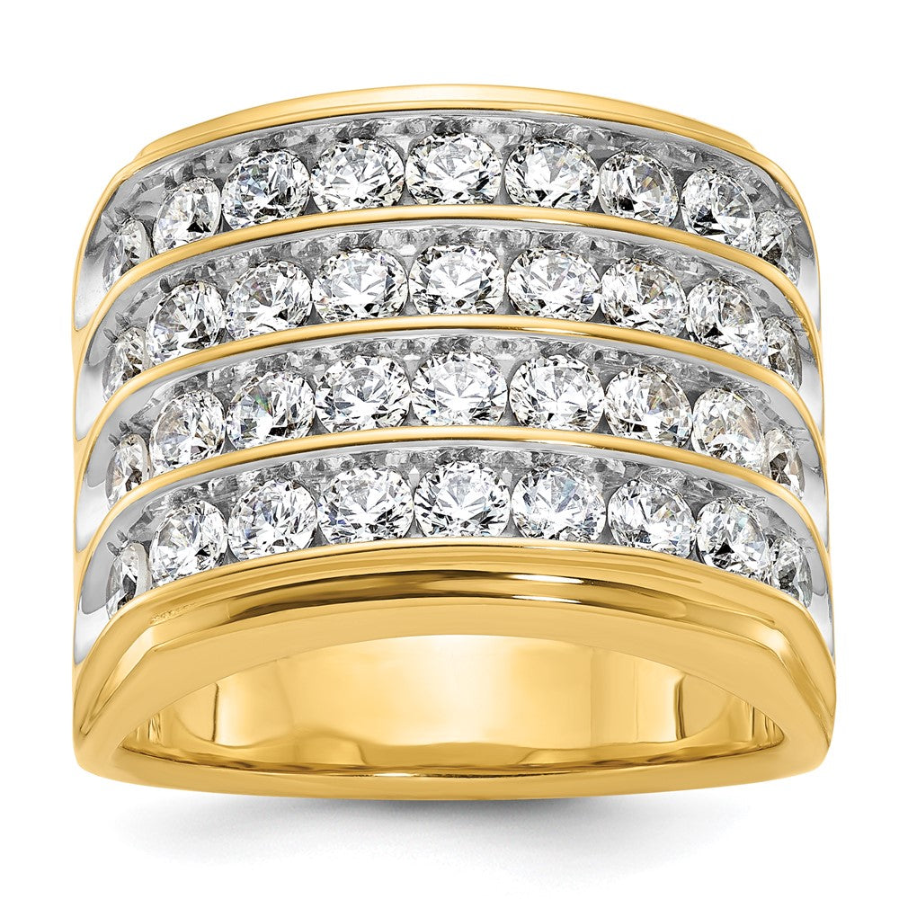 14k with White Rhodium IBGoodman Men's Polished 4-Row Diamond Ring