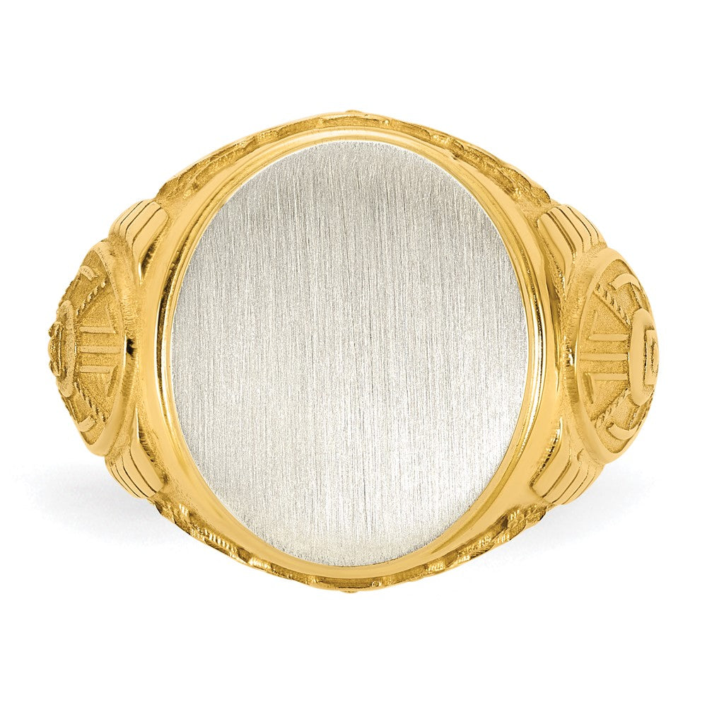 14k Two-Tone Engravable Round Signet ring